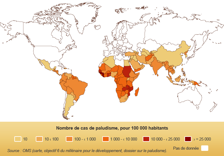 Traitement préventif paludisme - Carte du monde