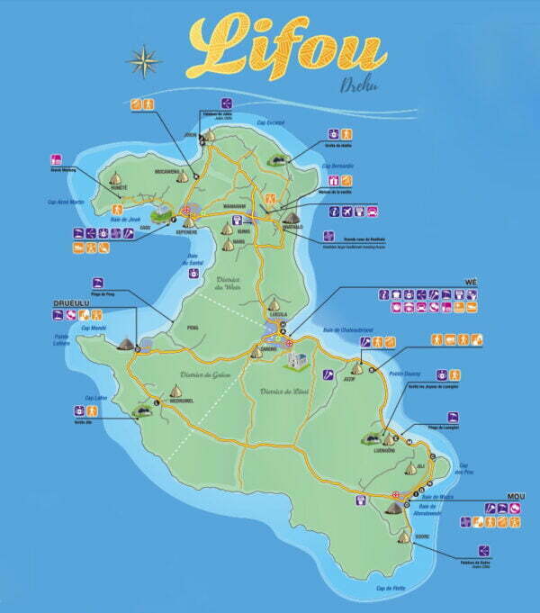 Le De Lifou Camping Visites Et Chronomundi Carte Lifou 600x681 