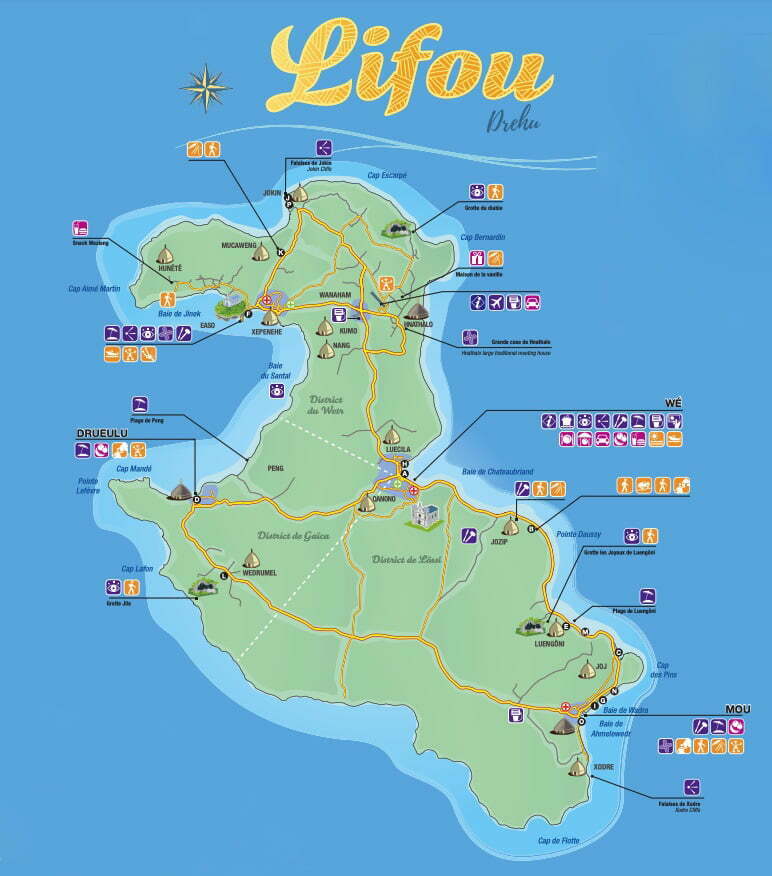 Carte de l'île de Lifou - Nouvelle-Calédonie